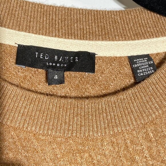 New Ted Baker Textured Crew Neck Sweater in Tan - Picture 5 of 10